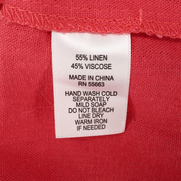 Sigrid Olsen Dress Womens XS Red Linen Blend Lace Hem Shift Pullover Beach - Picture 12 of 12